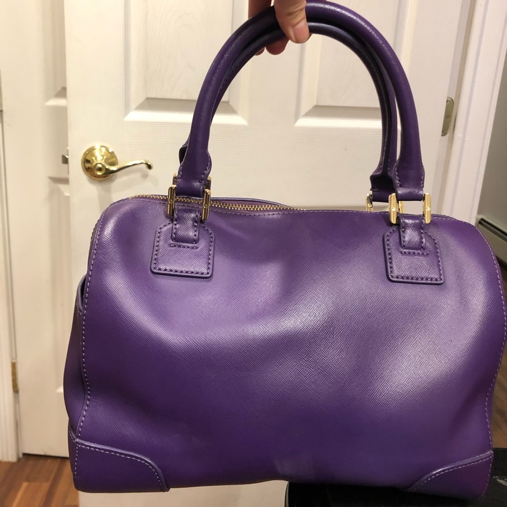Purple Tory Burch Robinson Middy satchel bag